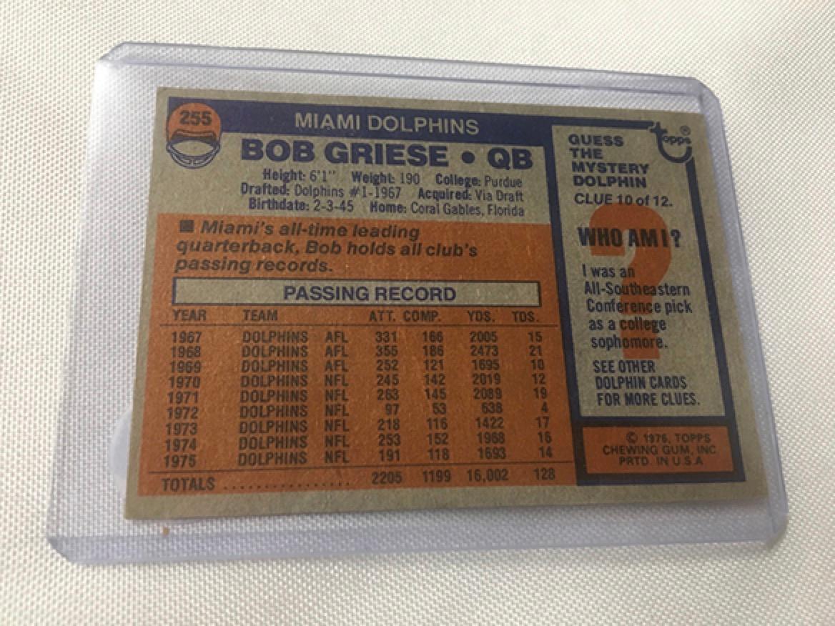 1976 Topps Bob Griese #255