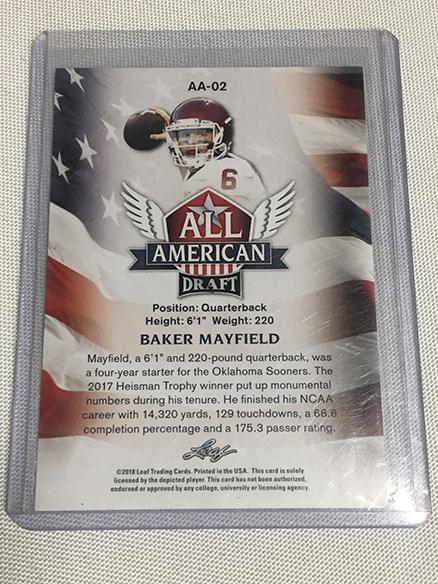 2018 Leaf All American Draft Baker Mayfiled # AA-02