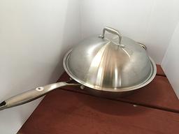 13 in. Stainless Steel Wok style Chef Pan w/ Dome Lid