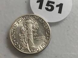 1943 Mercury Dime AU