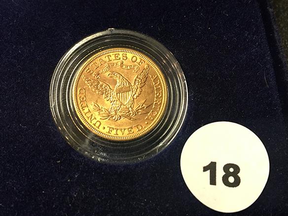 1908 $5 Gold Indian Head Half Eagle, First Year Issue, Extremely Fine