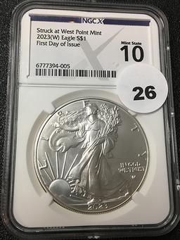 2023-W $1 Silver Eagle NGCX MS10 FDOI