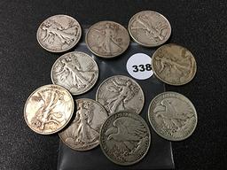 (10) 1943 Walking Liberty Half Dollar, Mixed Mints
