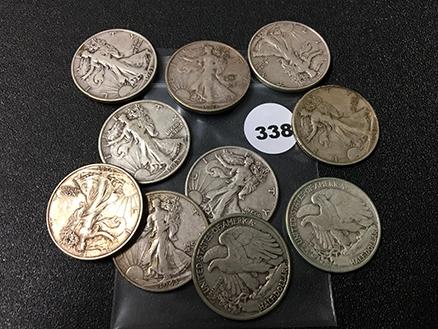 (10) 1943 Walking Liberty Half Dollar, Mixed Mints