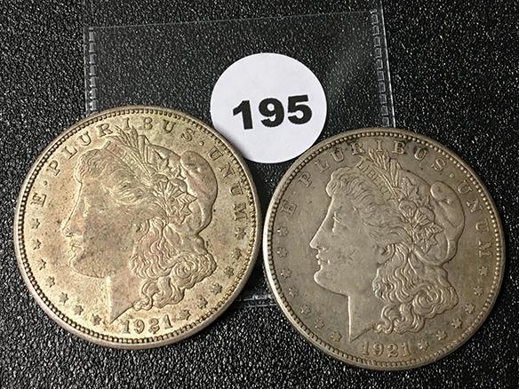 (2) 1921-S Morgan Dollars