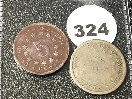 (2) 1867 Shield Nickels