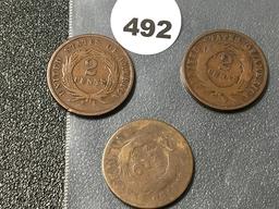 1864, (2) 65 2 Cent Pieces