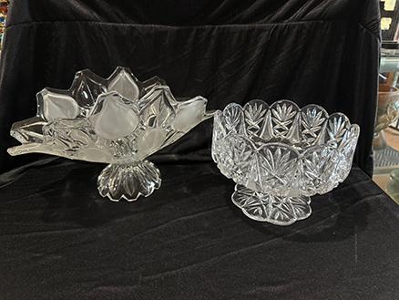 Lead Crystal Banana Stand and Footed Console Bowl