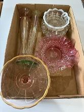 Iris with Meander Opalescent Berry Bowl and other Collectible Glassware