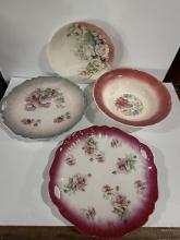 3 Hand Painted China Plates & Bowl
