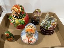 2 Nesting Dolls & 2 Nyco Limited Production Enamelled Art Pieces