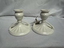 Pair of Roseville Ivory Candle Holders