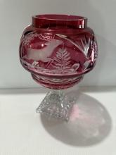 Ruby Cut to Clear 10 in. Dish, Stag, Turkey, Geese