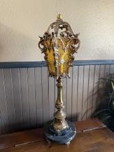 Brass Marble Base 28 in. Torchiere Table Lamp