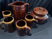 Marcrest Pitcher, Cookie Jar and 4 Mugs