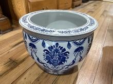 Blue/White 14 in. Flower Pot