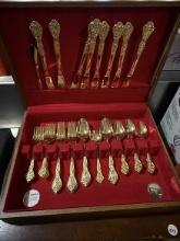 Chest of Gold Plated Rogers Flatware