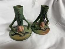 Pair of Roseville Magnolia Candle Holders