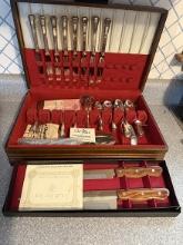 Chest of Silverware & Knife Set