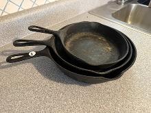 (1) Griswold & (2) Wagner Cast Iron Skillets