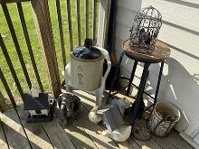 Stool, Bird Feeder, Lawn Decoration, Jug is Cracked