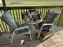 Patio Table with 2 Chairs & Misc. Decoration