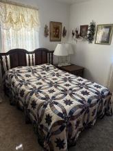 4 pc. Bedroom Outfit, Full Size Bed, Bedspread, 2 Crystal Table Lamps, Ruby Red Dishes