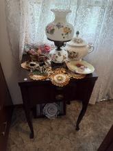 Sewing Machine Stand (No Machine) Lamp & Misc.