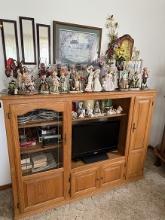 Nice Oak 66 In. Entertainment Center, Like New Sanyo 26 in. TV, Figurines, Misc. Wall Decor