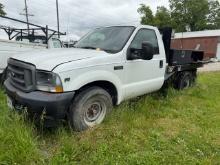Salvage Truck 2004 F250, Engine Fire, Good Flatbed & Weatherguard Side Boxes