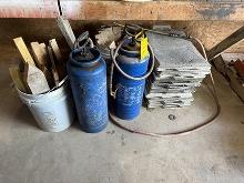 (2) Hand Sprayers, (11) Kneeling Mats, Wood Stakes