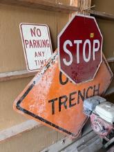 Open Trench, Stop, No Parking Signs