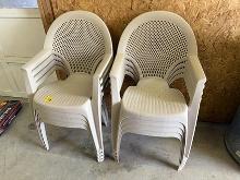 Lot of 8 Plastic Lawn Chairs