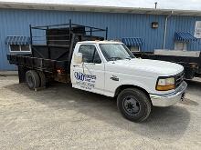 1996 Ford F350 XL, 2WD Dually, Reg. Cab, 4 Spd, 7.5L Gas Engine, 12 ft. Flatbed