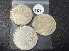 (3 X $) 1921-D, (2) 1921 Morgan Dollars