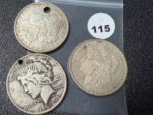 Lot of 3 Drilled Dollars