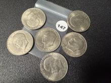 Lot of 6 Ike Dollars