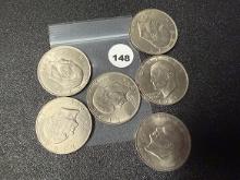 Lot of 6 Ike Dollars