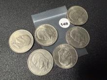 Lot of 6 Ike Dollars
