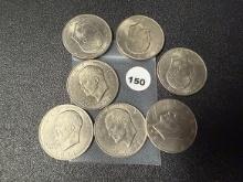 Lot of 7 Ike Dollars