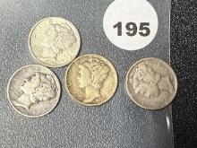 (2) 1944, 45, 45-D Mercury Dimes