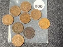 Lot of (9) 1880s Indian Cents