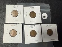 Lot of (5) 1920s Lincoln Cents