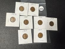 Lot of (8) 1930s Lincoln Cents