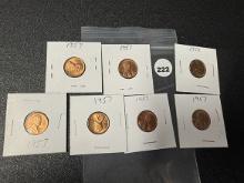 Lot of (7) 1950s Lincoln Cents, UNC