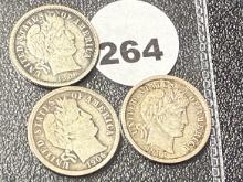 (3) 1906 Barber Dime