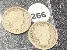 (2) 1899 Barber Quarters