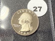 1986-S Proof Washington Cameo Quarter