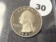 1987-S Proof Washington Cameo Quarter