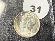 1945 Mercury Dime, Top & Bottom, Split Bands